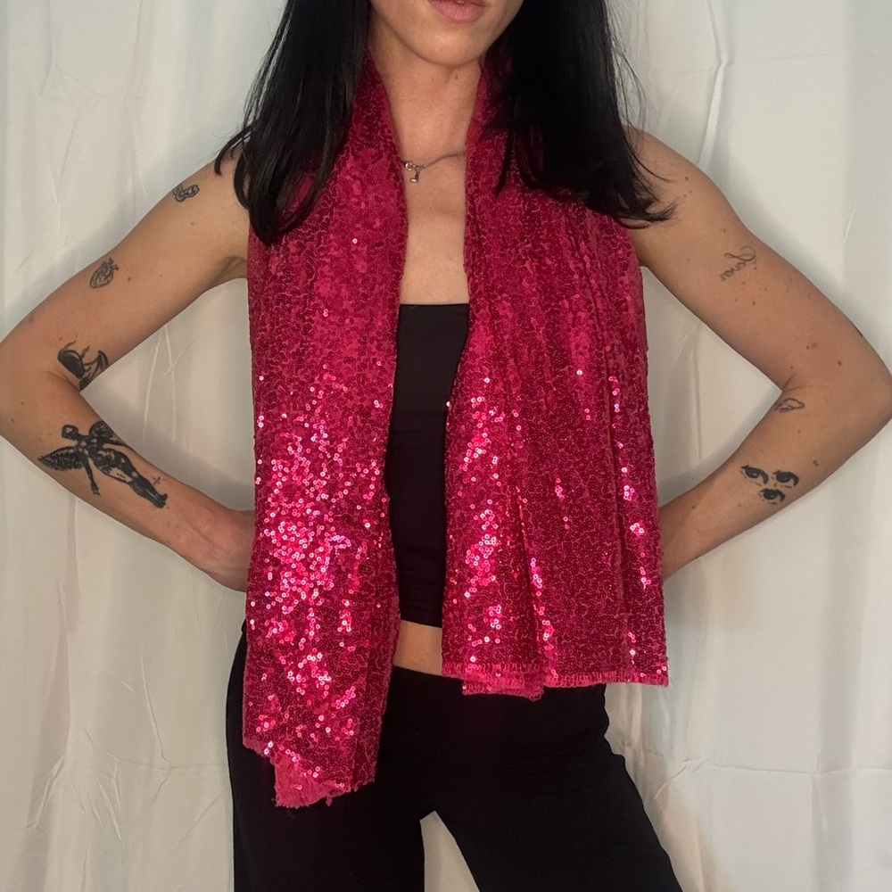Sparkling Pink Sequin Scarf